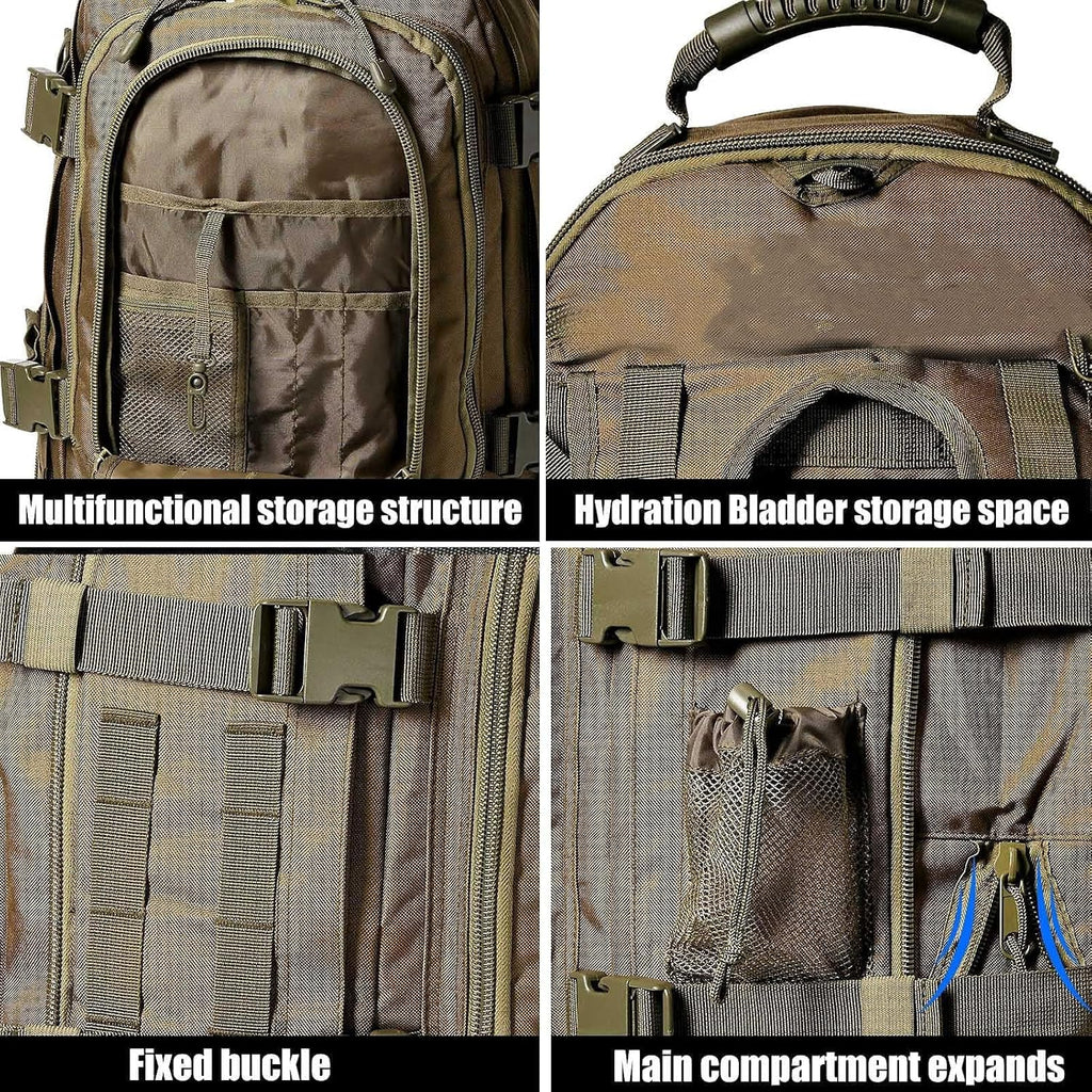 Miramrax Tactical Backpack Military Army Daypack - Assault Pack for Men Molle Backpacks Bug Out Bag 3 Day Pack for Hiking Camping Travel Hunting Rucksack Trekking Green