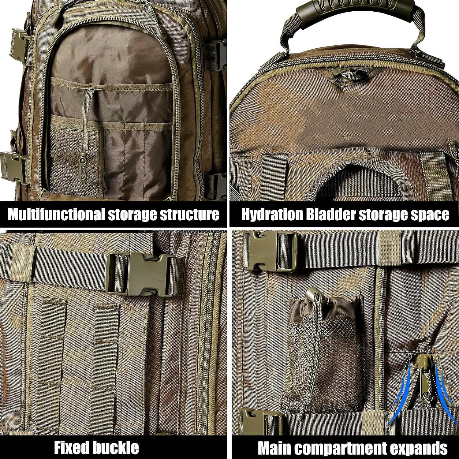 Miramrax Tactical Backpack Military Army Daypack - Assault Pack for Men Molle Backpacks Bug Out Bag 3 Day Pack for Hiking Camping Travel Hunting Rucksack Trekking Green