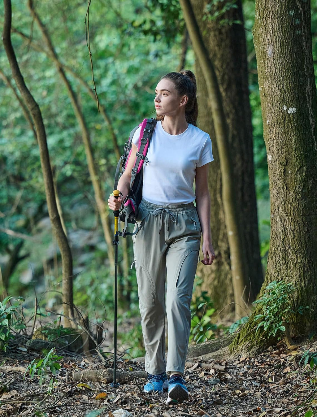 Hugut Women's Lightweight Hiking Cargo Safari Pants with Zipper Pockets