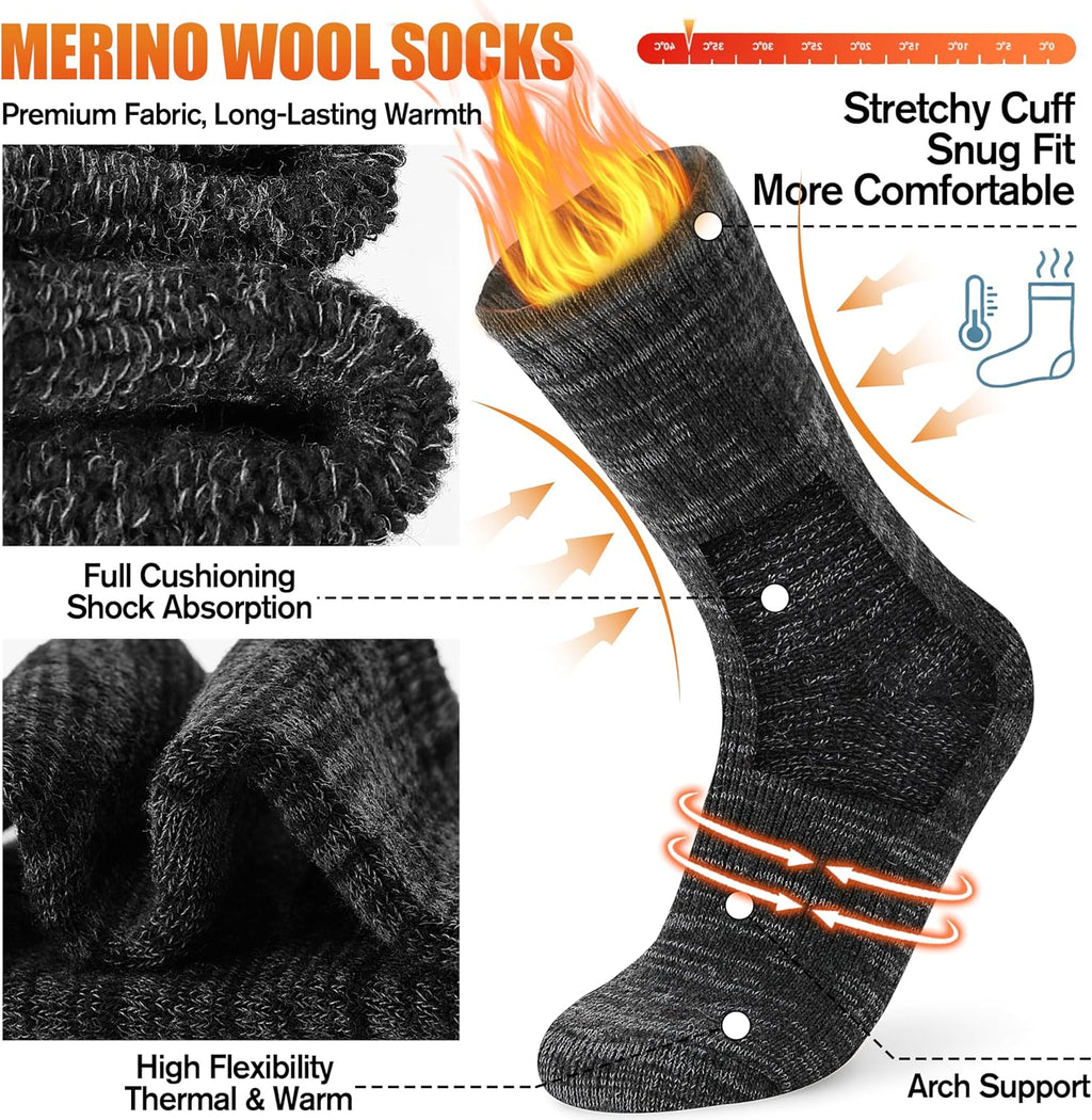 EBMORE Merino Wool Thermal Warm Winter Socks for Women Men