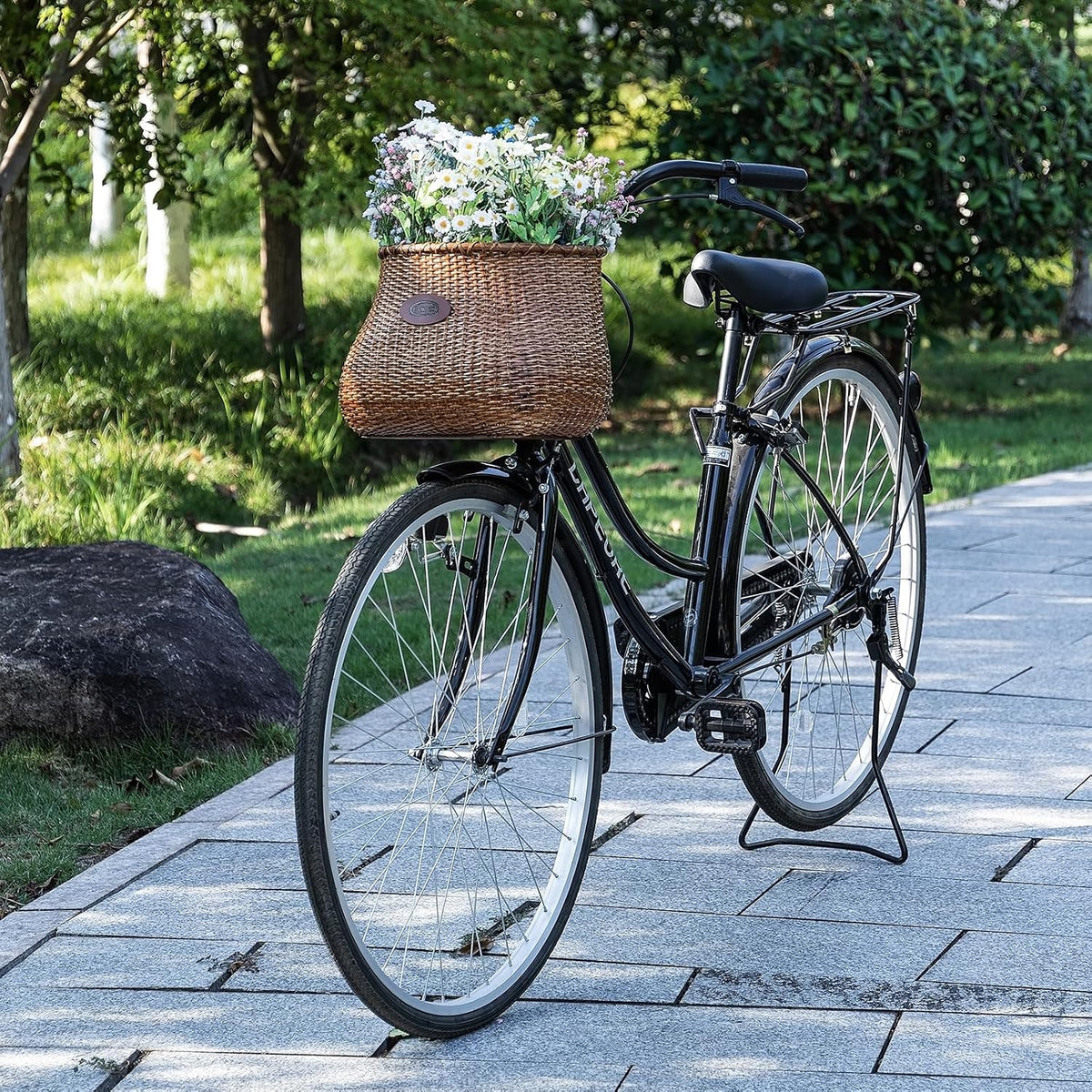 CXWXC Bike Basket - Handmade Rattan Bike Baskets for Girls Women