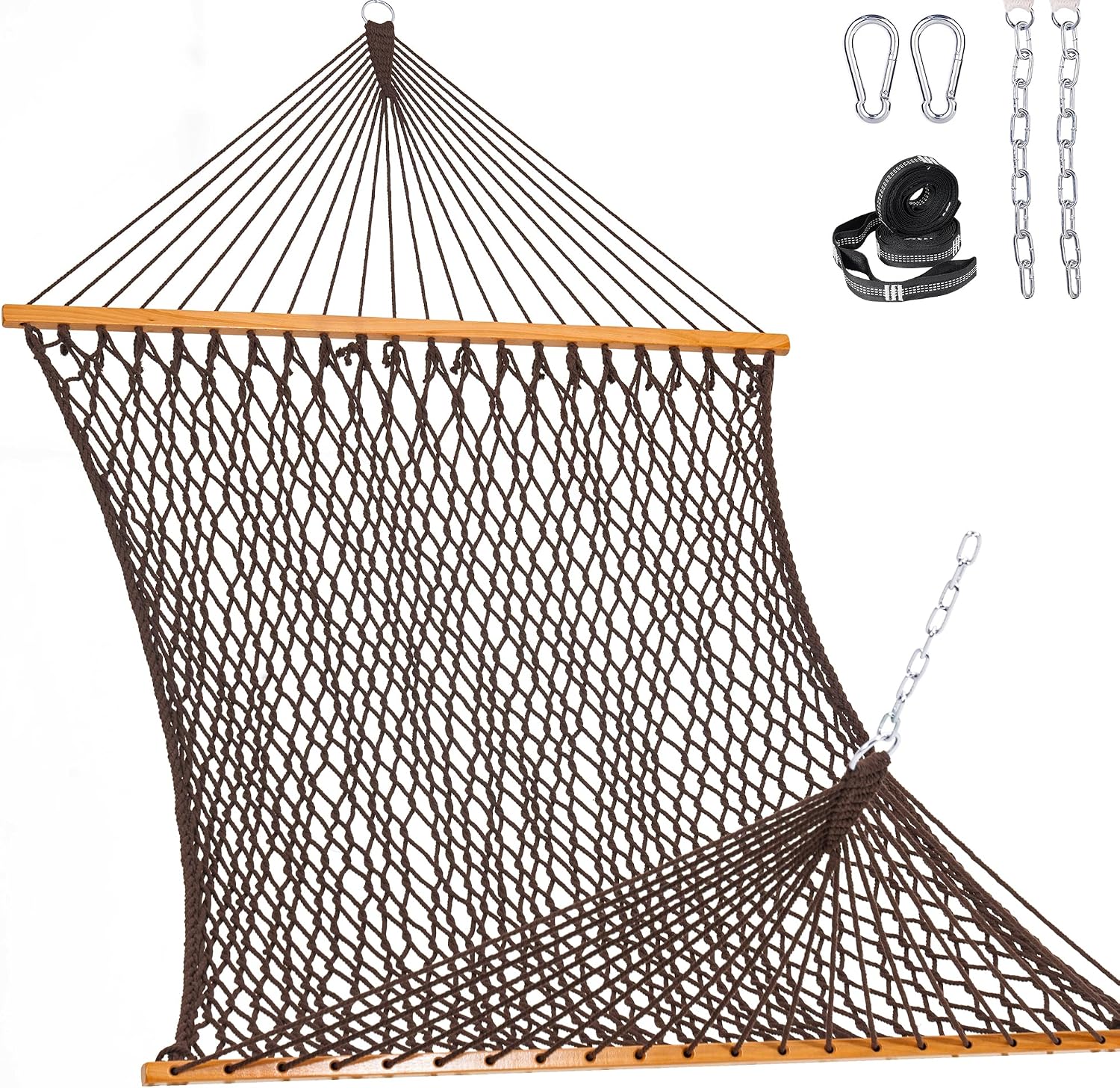 Lazy Daze Double Handwoven Rope Hammock for Outdoor Fits 12-13 Ft Stand