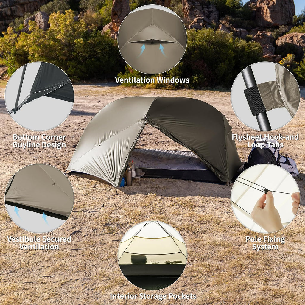 Naturehike Mongar Upgraded 1/2/3 Person Backpacking Tent,Waterproof Lightweight Camping Tent with Footprint