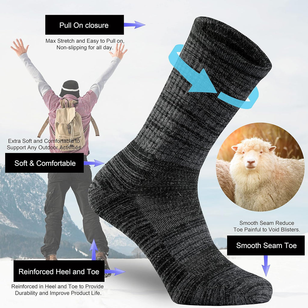 Ortis Merino Wool Socks for Men Outdoor Hiking Casual Soft Cushion Crew