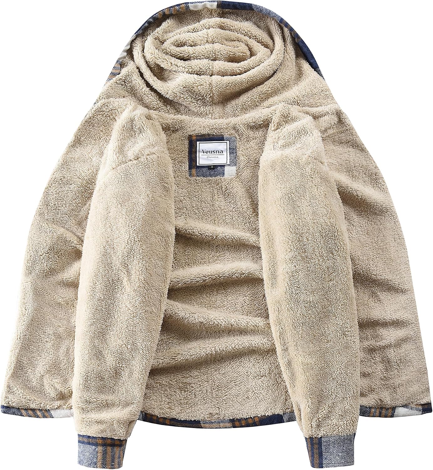 Men's Zip Up Flannel Shirt Jacket Fleece Lined with Hood