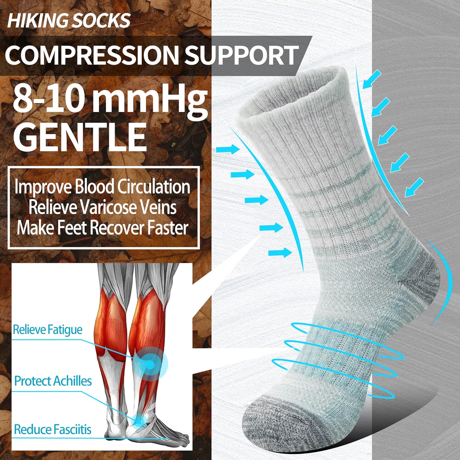 Anlisim Merino Wool Hiking Running Socks for Women, Boot Work Crew Socks