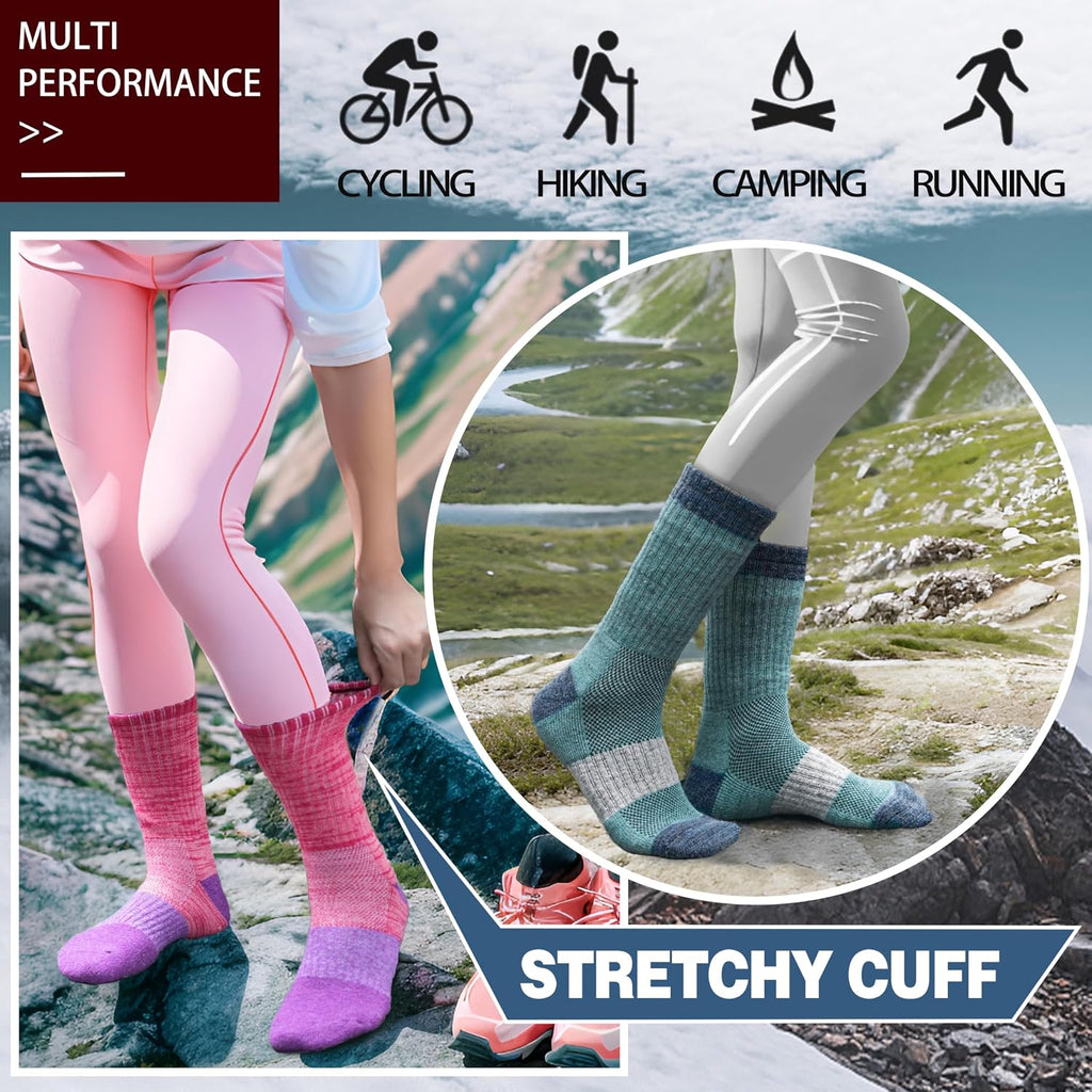 Anlisim Merino Wool Hiking Running Socks for Women, Boot Work Crew Socks