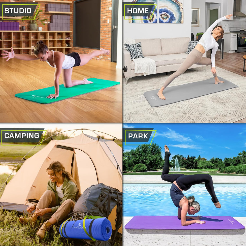 ProsourceFit Extra Thick Yoga and Pilates Mat, 71-inch Long High Density Exercise Mat with Comfort Foam and Carrying Strap