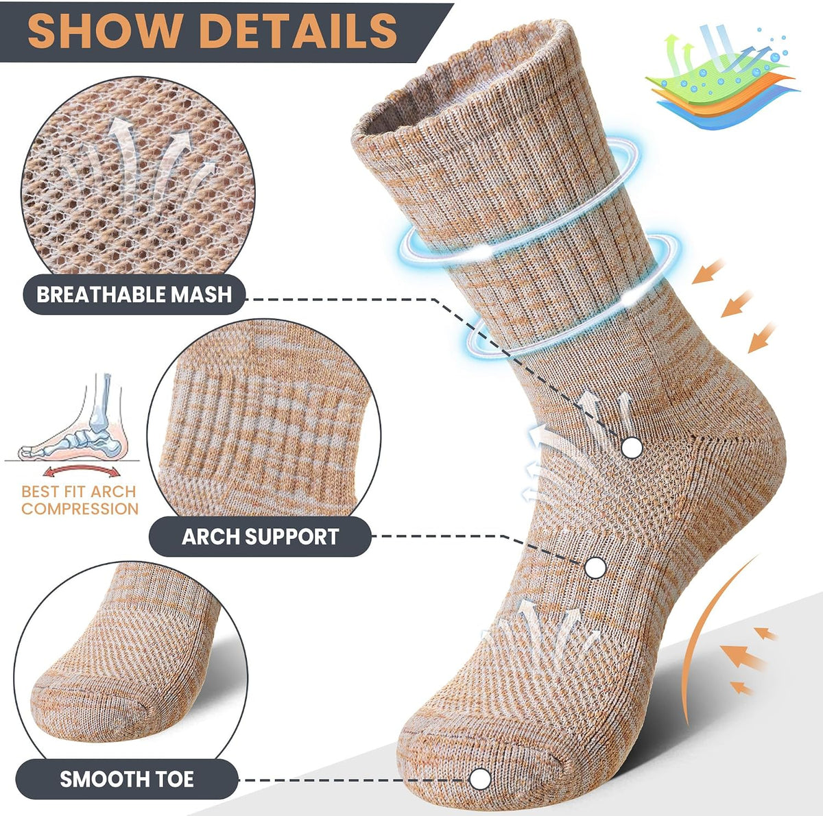DoSmart Merino Wool Hiking Winter Boot Work Crew Socks for Women Men