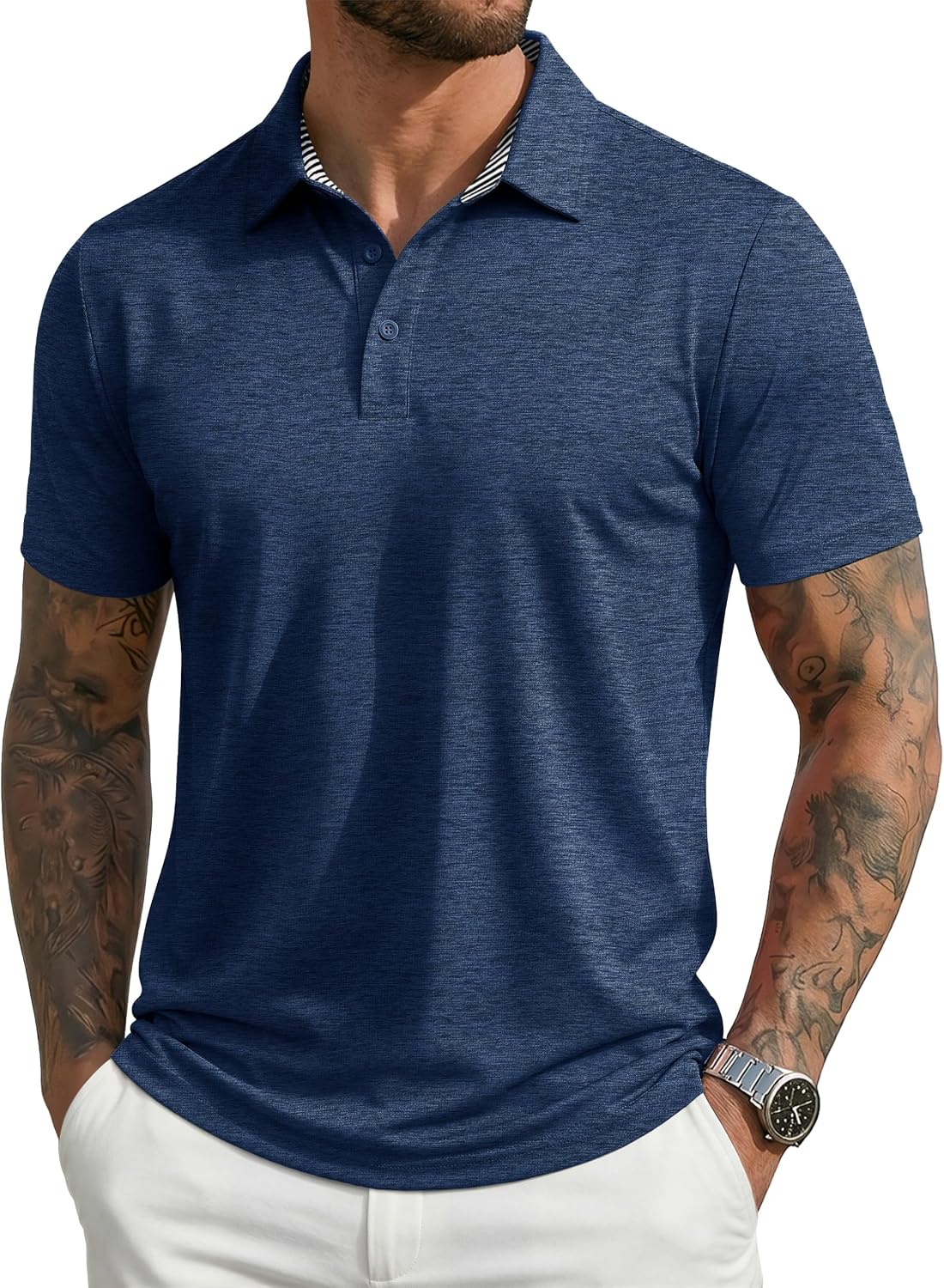 MAGCOMSEN Men's Short Sleeve Polo Golf Shirts 3-Button Moisture Wicking Athletic T-Shirts Casual Collared Shirt