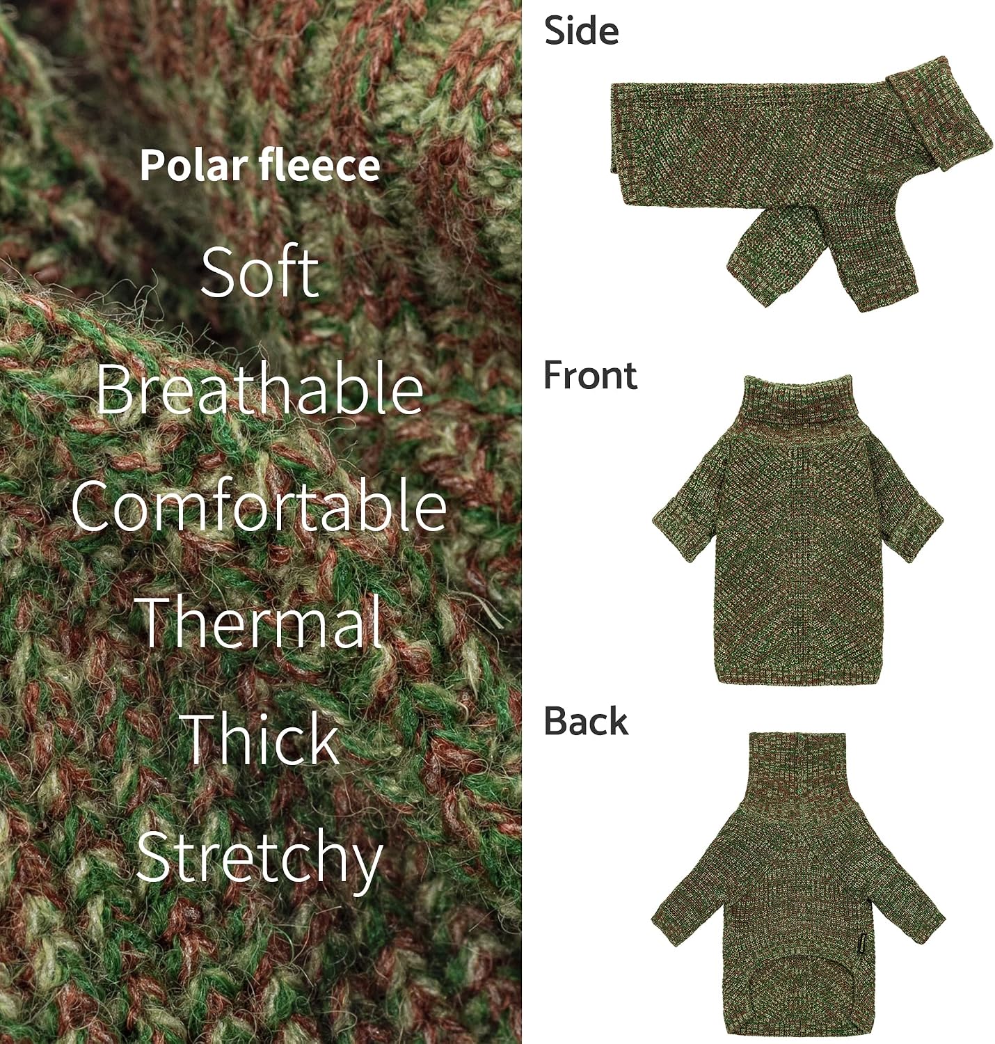 Fitwarm Knitted Turtleneck Dog Sweater, Thermal Dog Winter Clothes for Small Dogs Boy Girl, Holiday Pet Outfit, Heather Green, Medium