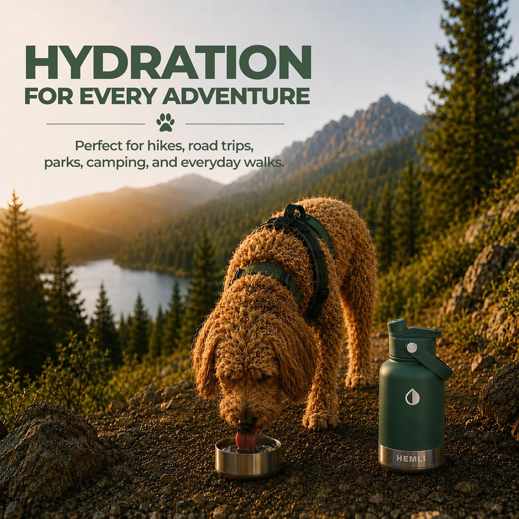 32 oz. Dog Water Bottle, Insulated Dog Travel Water Bottle, Stainless Steel Pet Water Bottle Dispenser Portable Food and Water Bowl for Dogs for Walking Dog Canteen Travel Kit