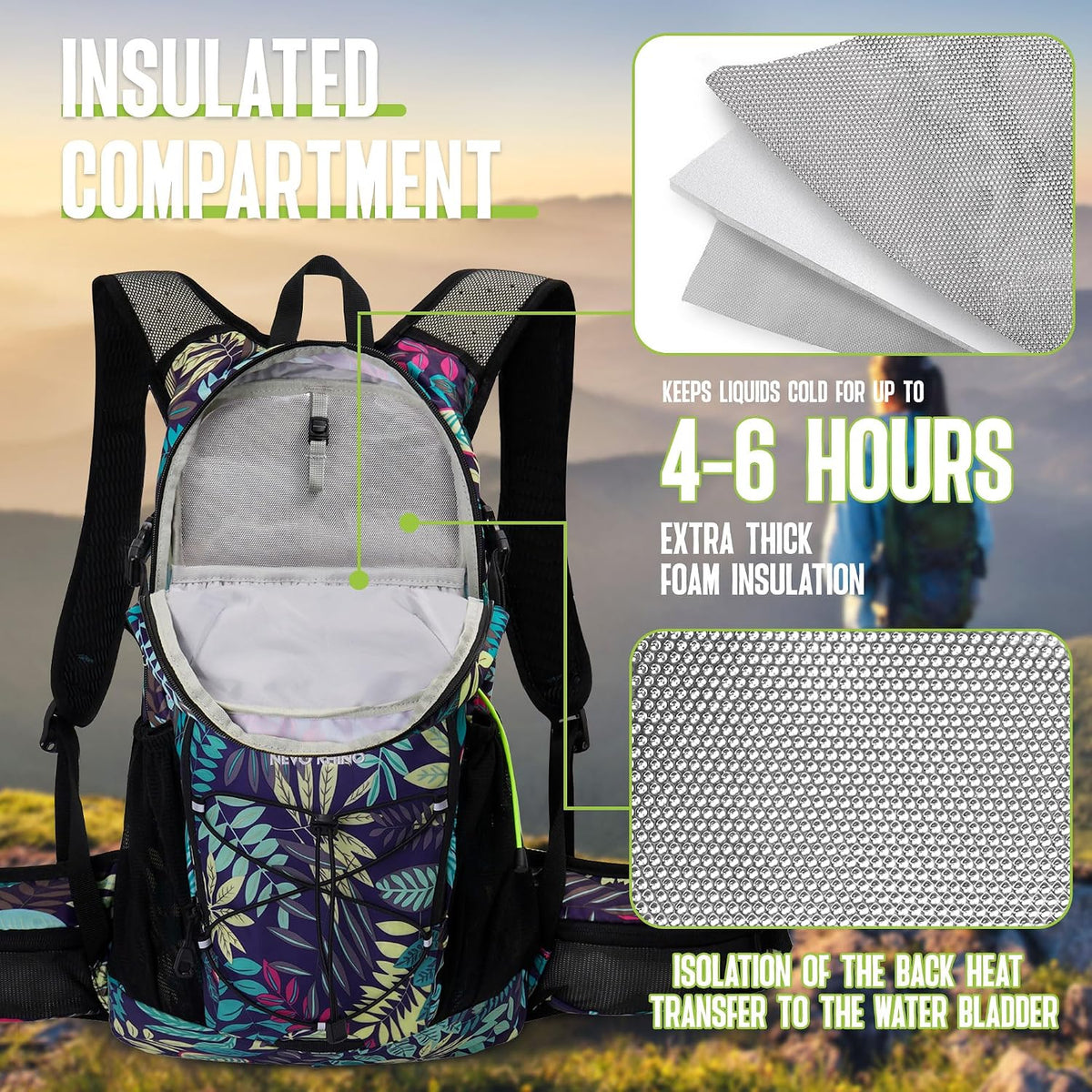 N NEVO RHINO Hydration Backpack, 18L Hiking Backpack with 3L Water Bladder