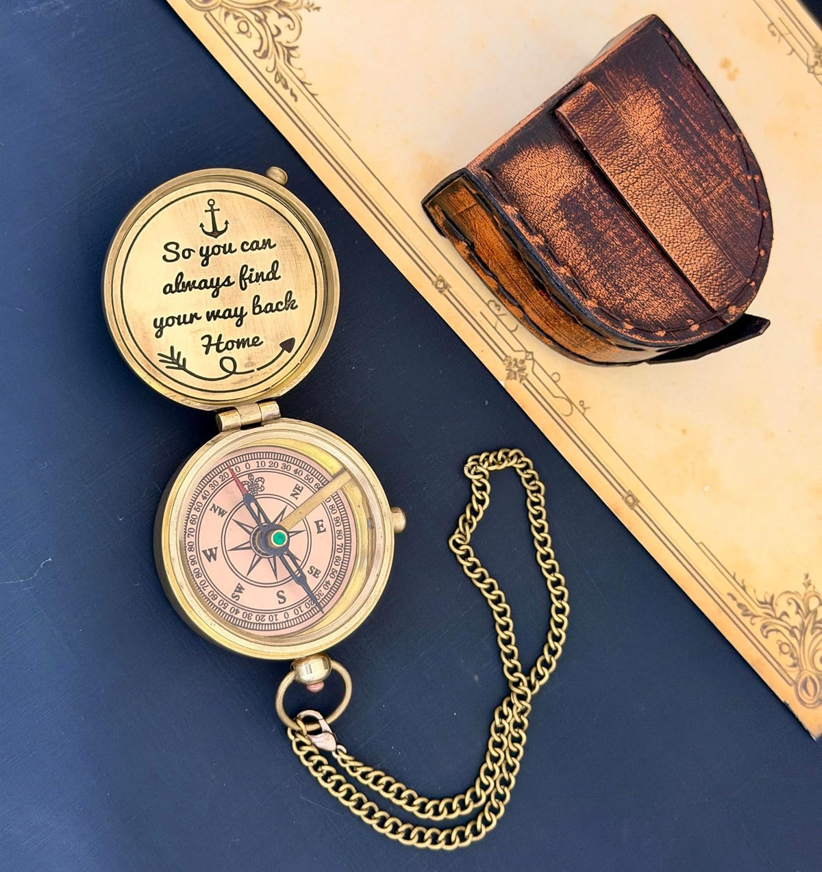 Brass Compass - So You can Always find Your Way Back Home - Engraved Compass - Personalized Compass - Anniversary Mens Gift - Graduation Gift - Gift for Boys/Mens