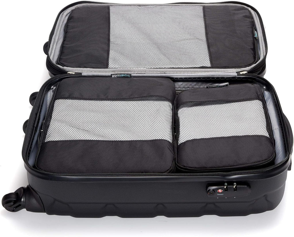 TravelWise Packing Cube System - Durable 5 Piece Weekender Plus Set (Black)