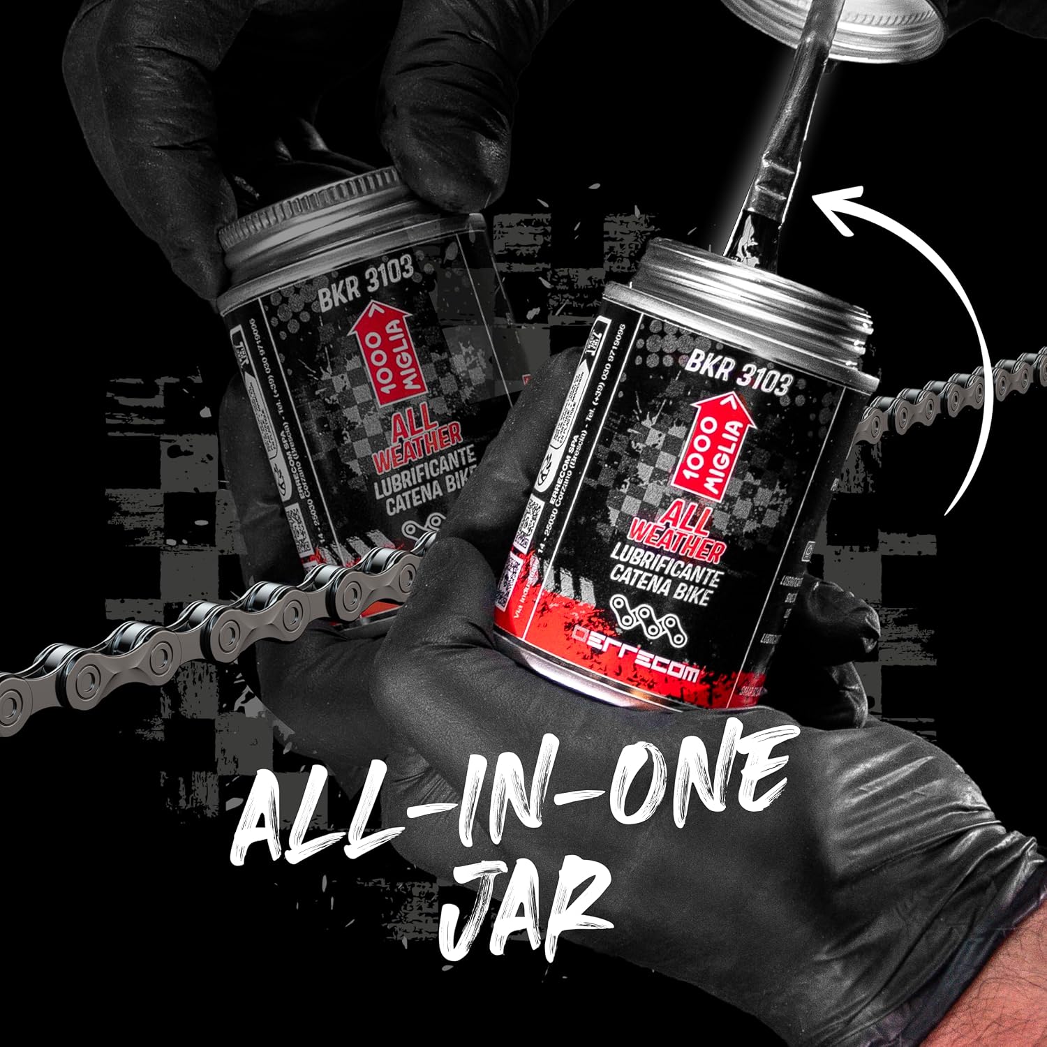 Errecom 1000 Miglia BKR 3103-4 fl oz (120 mL) Can, All Weather Lube Bike Chain, for All Weather Conditions, Brush Included