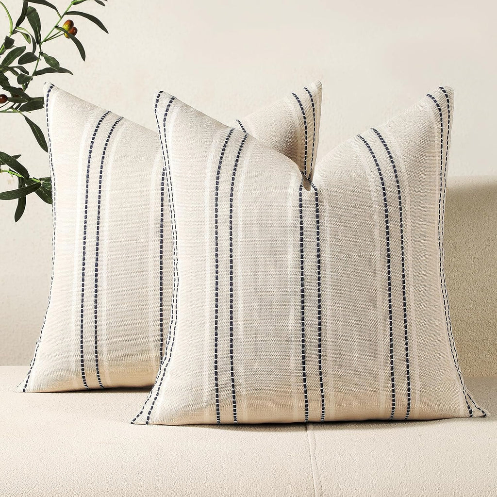 Hckot Black Striped Throw Pillow Covers 20x20 Set of 2 Boho Pillow Covers