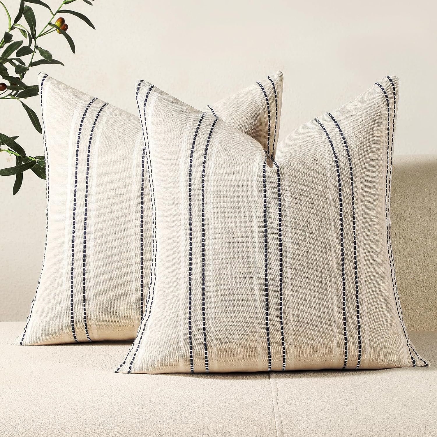 Hckot Black Striped Throw Pillow Covers 20x20 Set of 2 Boho Pillow Covers