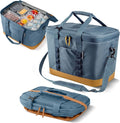 CleverMade 50 Can Pacifica Collapsible Cooler, Ocean/Cognac