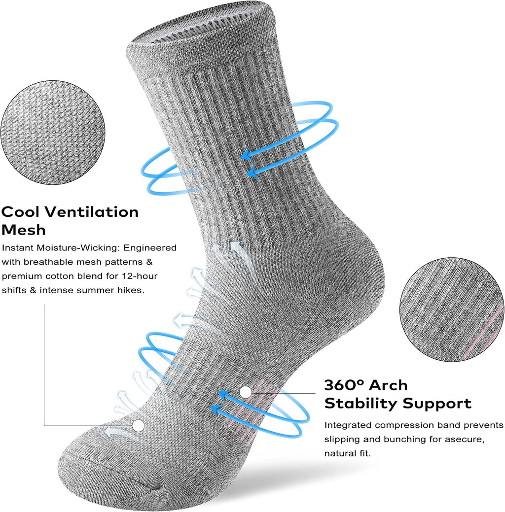 Gonii Women Athletic Cushioned Crew Socks 5 Pairs