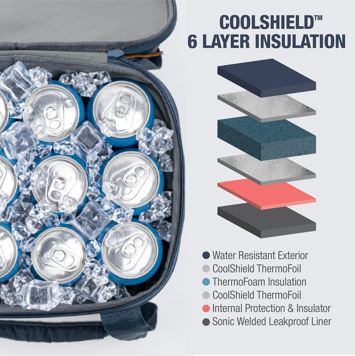 CleverMade Malibu Luxe Collapsible Cooler, 18 Can (25 lbs) - Leeward Navy