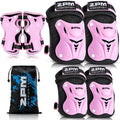 2PM SPORTS Knee Pads for Kids, Wrist Guards Knee and Elbow Pads Set with Drawstring Bag, Protective Gear Set for Girls Boys Roller Skating Cycling Skateboard - Pink Small