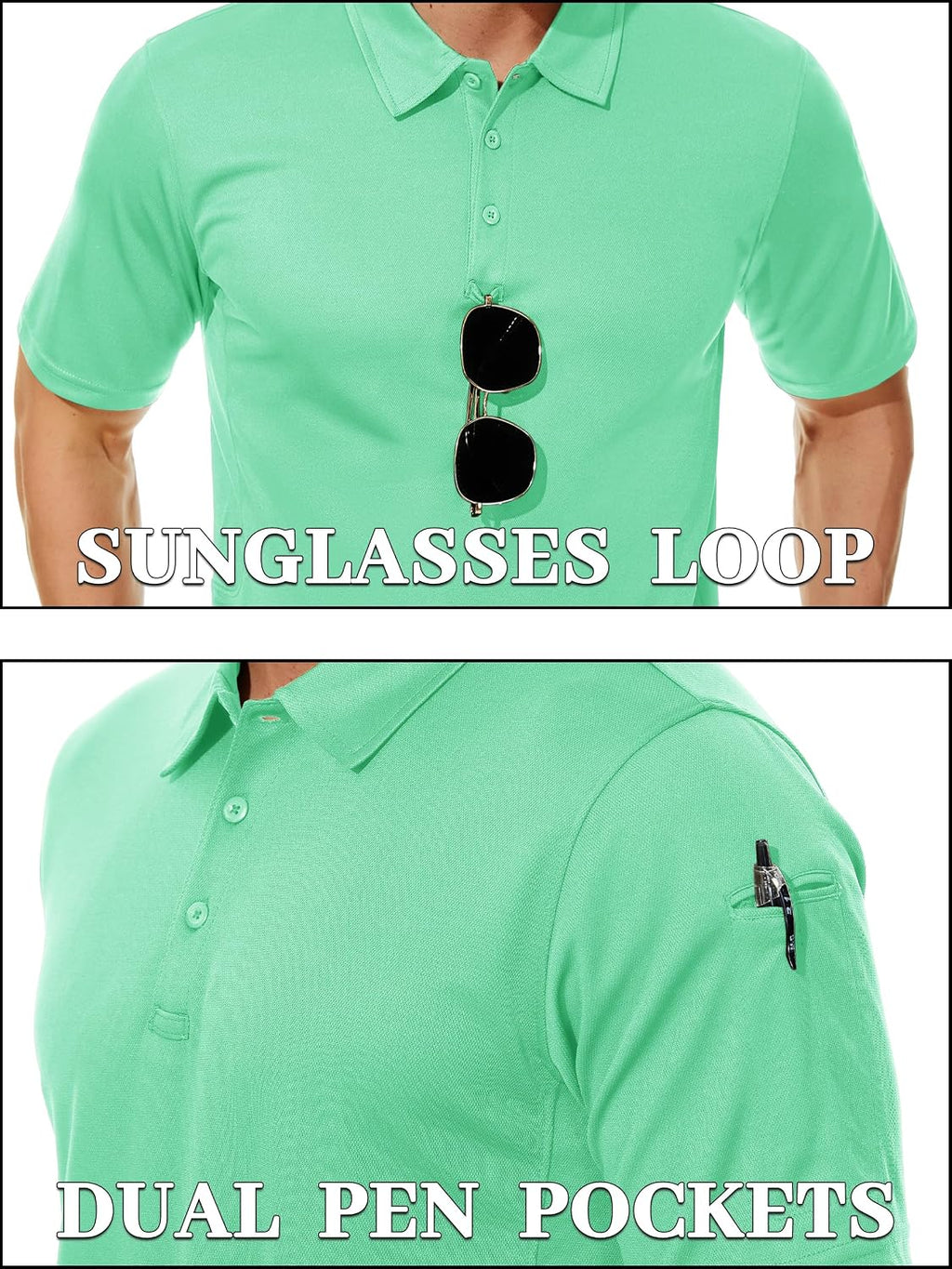 TACVASEN Mens Polo Shirts Short Sleeve Quick Dry Collared Shirt Performance Pique Polos for Athletic Tactical Golf Work