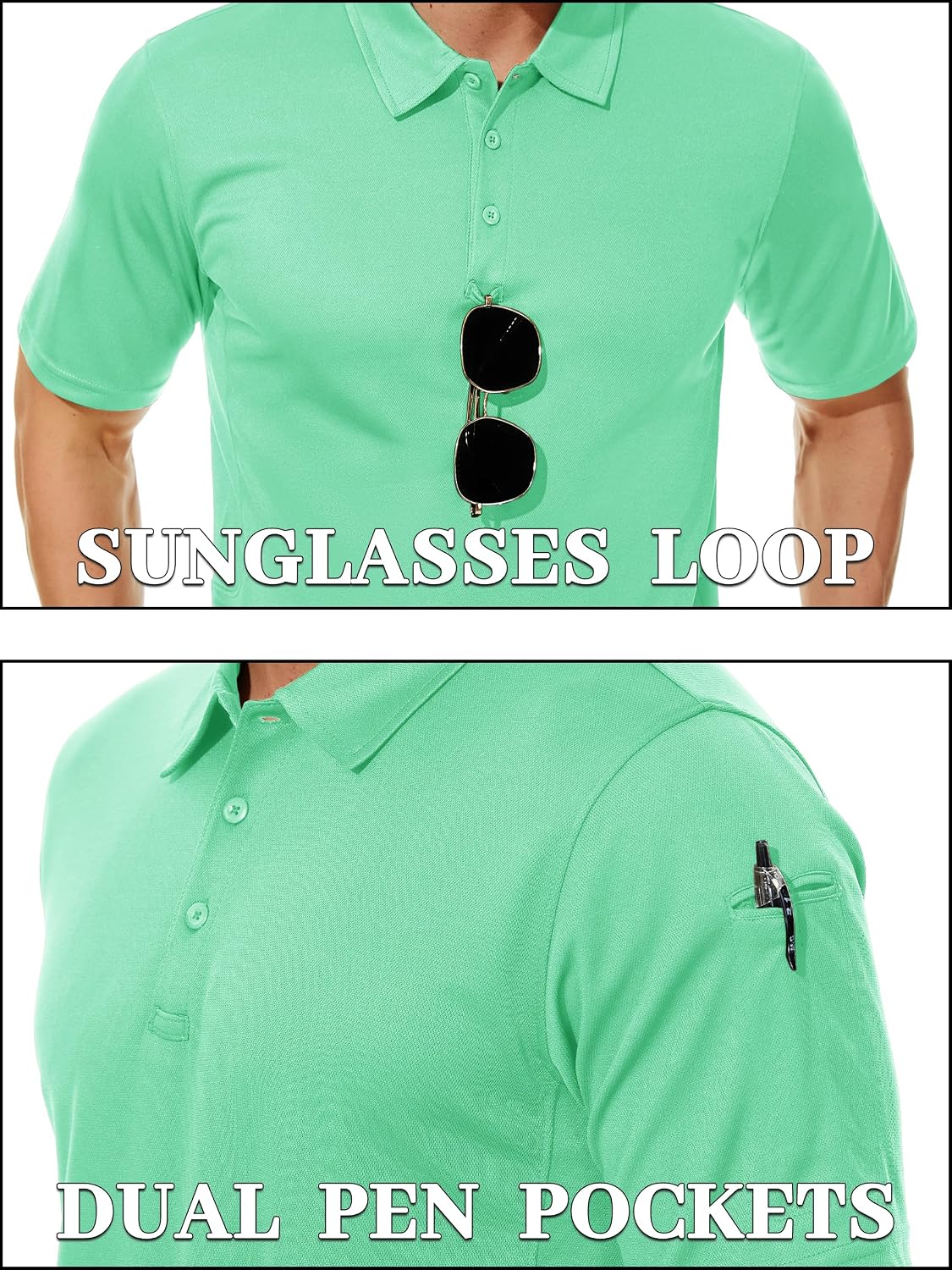 TACVASEN Mens Polo Shirts Short Sleeve Quick Dry Collared Shirt Performance Pique Polos for Athletic Tactical Golf Work
