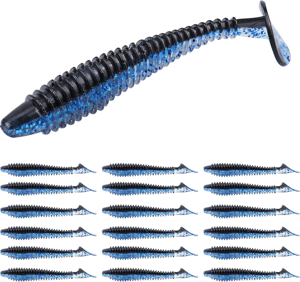 RUNCL Swimbaits Paddle 10/20/30/40PCS, 5/4/3/2 Inchs Paddle Tail, Soft Lure for Trout Crappie Bass, Durable Plastic Bait Swimmer for Saltwater/Freshwater, Fishing Lover's Gift