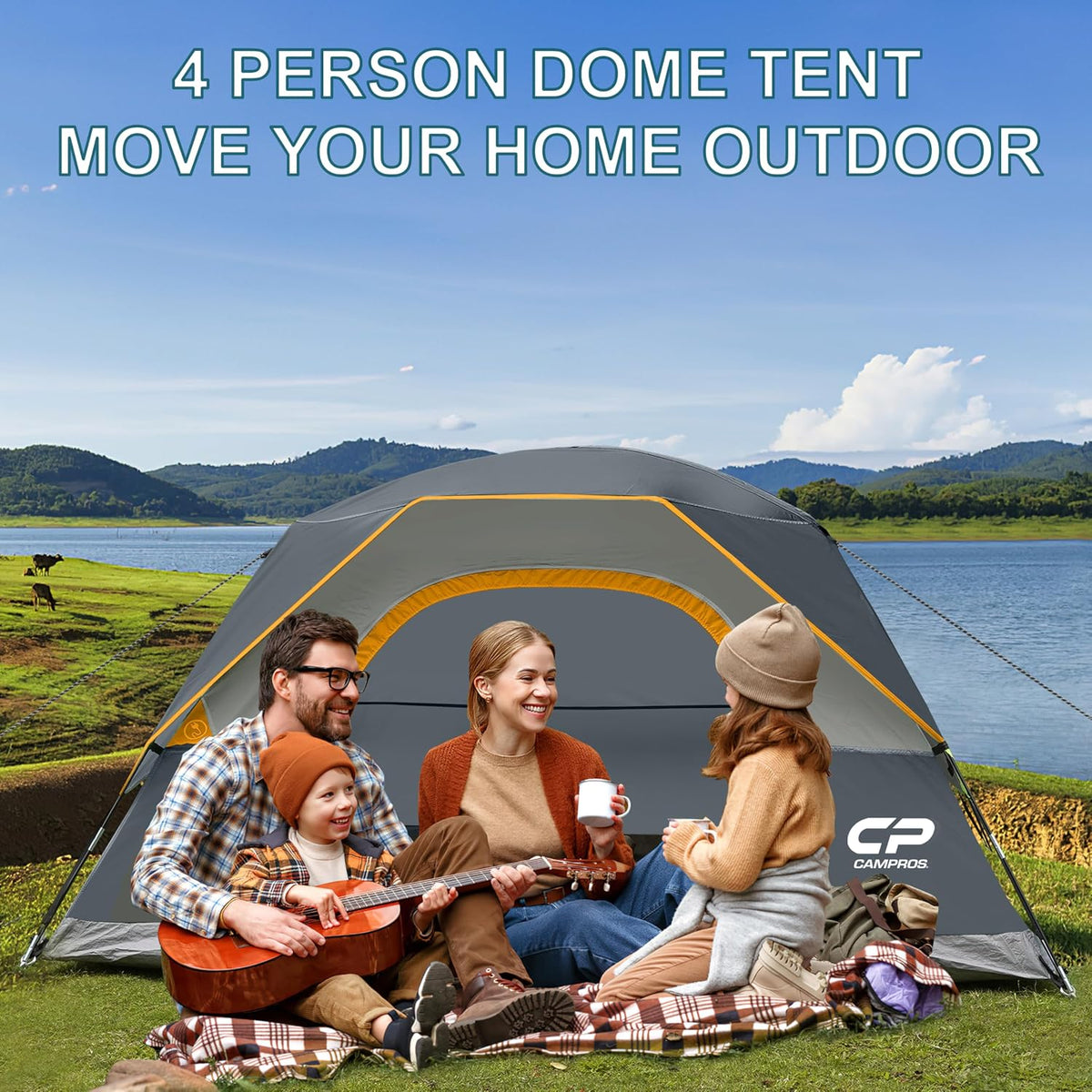 CAMPROS CP Tents for Camping 2/4/6 Person, Waterproof Windproof Dome Tent