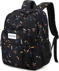 abshoo Classical Basic Floral Womens School Backpack For College Teen Girls Water Resistant Bookbag (Floral Black C)