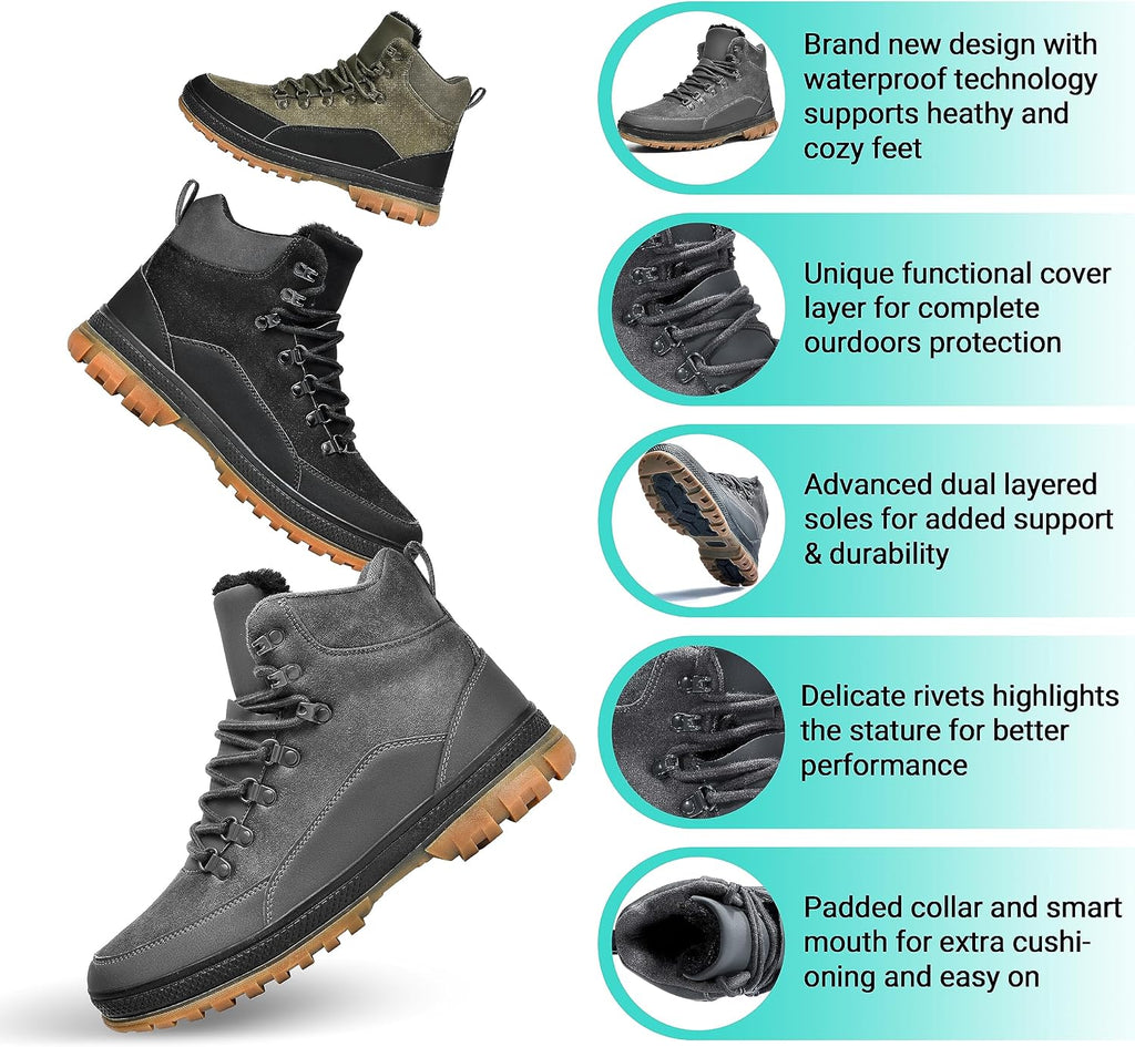 Wondamo Men's Winter Hiking Snow Boots