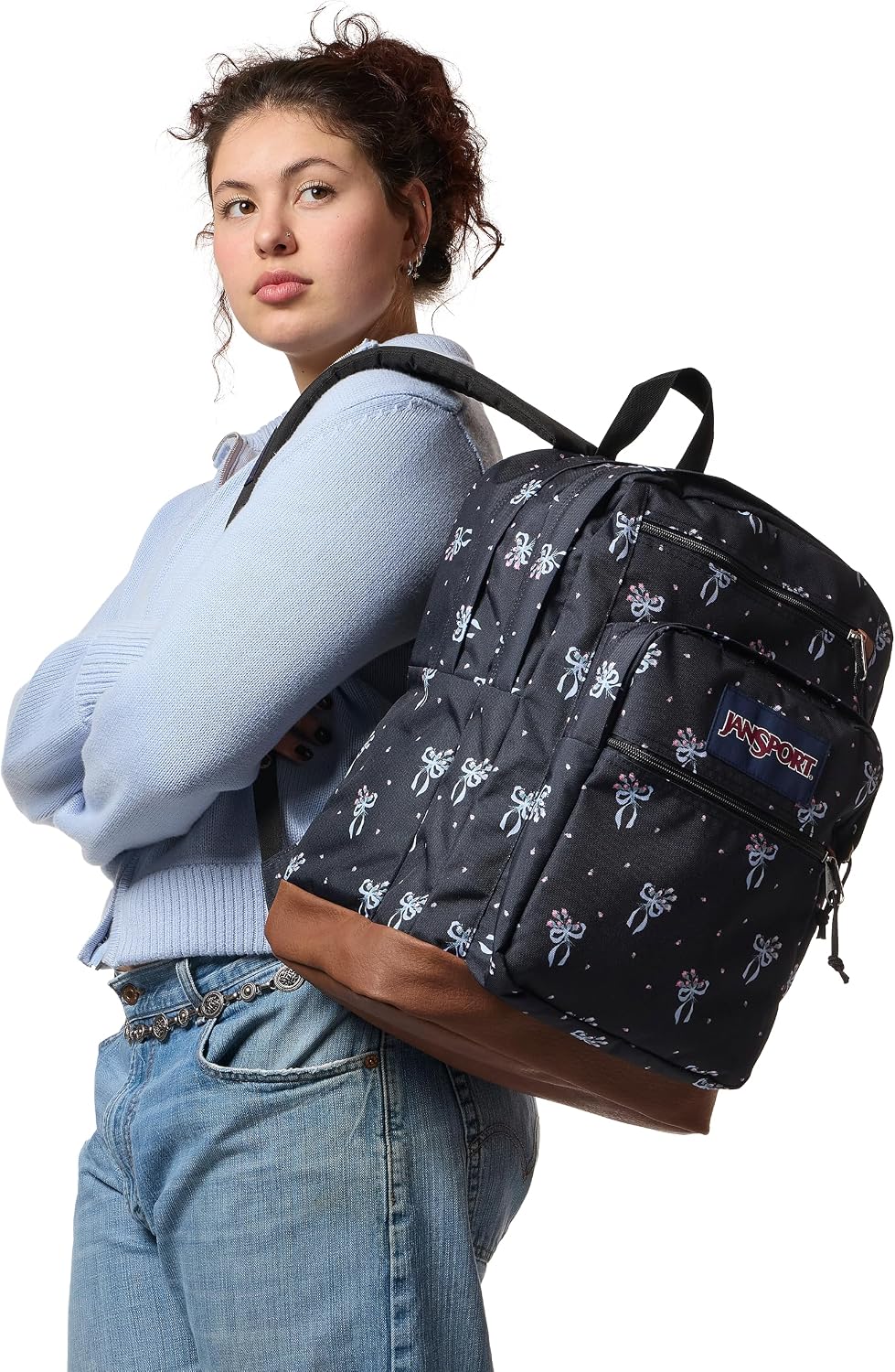 JanSport 34L Cool Backpack – 15-inch Laptop Sleeve, Pastel Petals Black