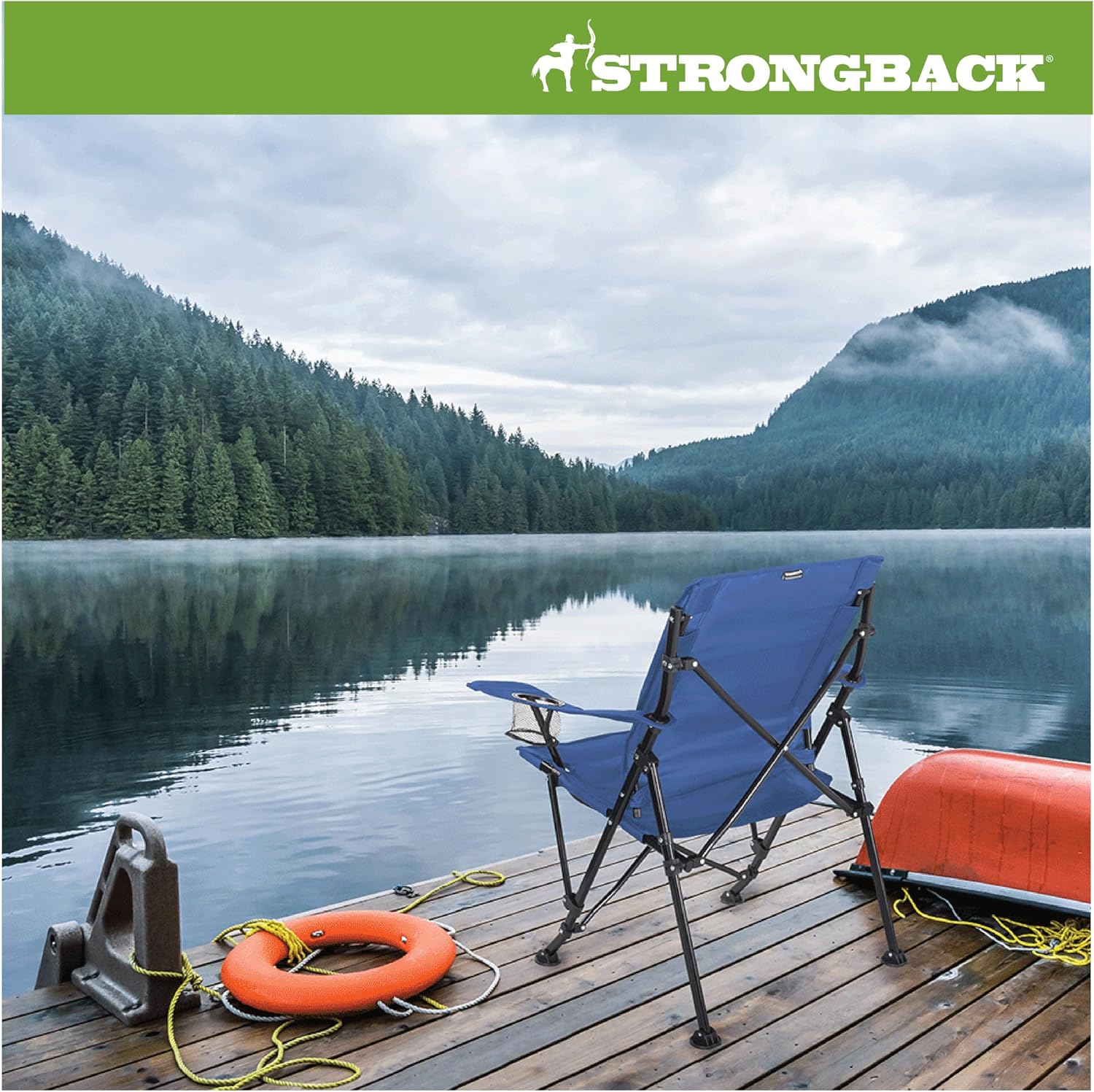 STRONGBACK Camping Chair Guru with Lumbar Support, Navy