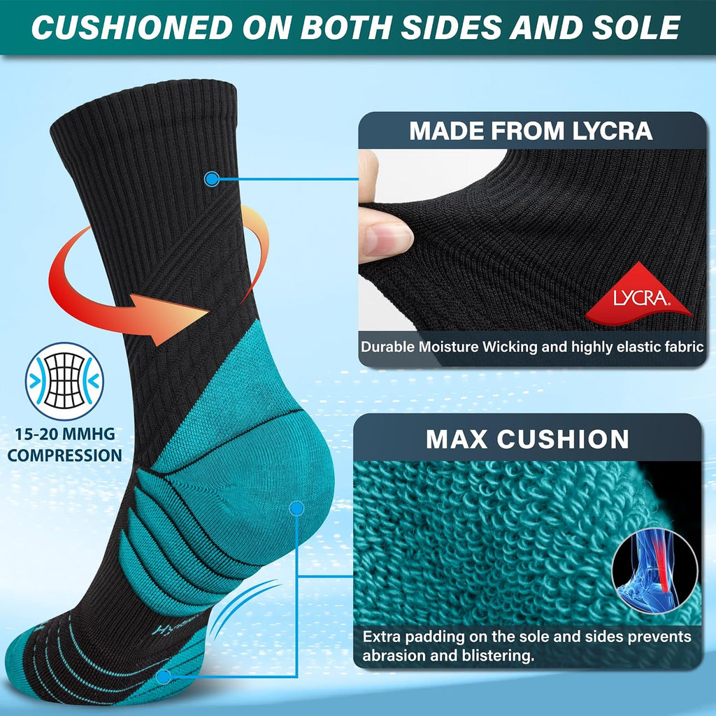 Hylaea Unisex Crew Socks for Running Athletic, Comperssion & No Blisters