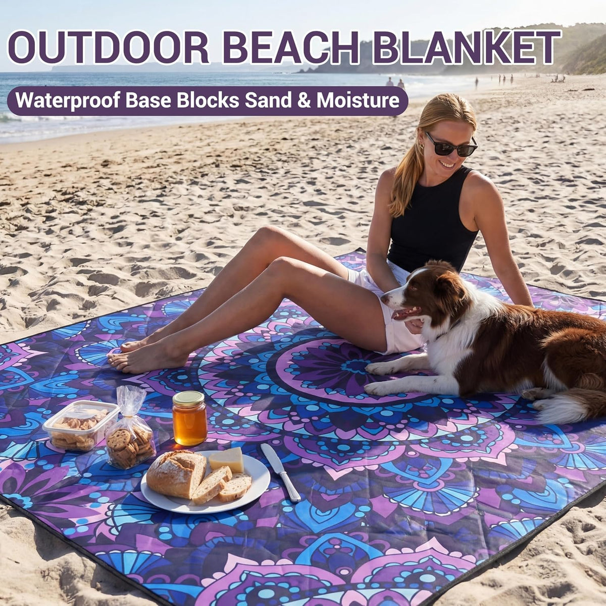 60x80" Waterproof Picnic Blankets Outdoor Sandproof Beach Blanket Foldable Big Ground Grass Mat Family Tent Camping Rug Backpacking Hiking Essentials Gifts Rv Car Travel Roadtrip Must Have