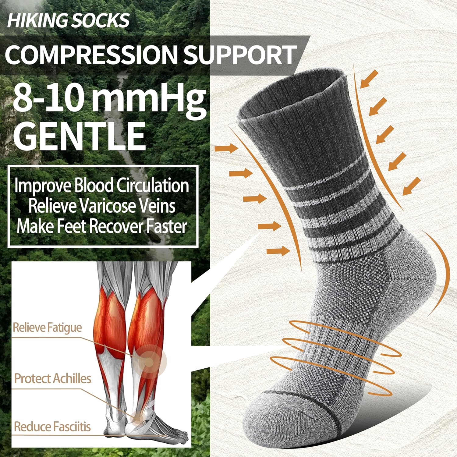 Anlisim Merino Wool Hiking Running Socks for Women, Boot Work Crew Socks
