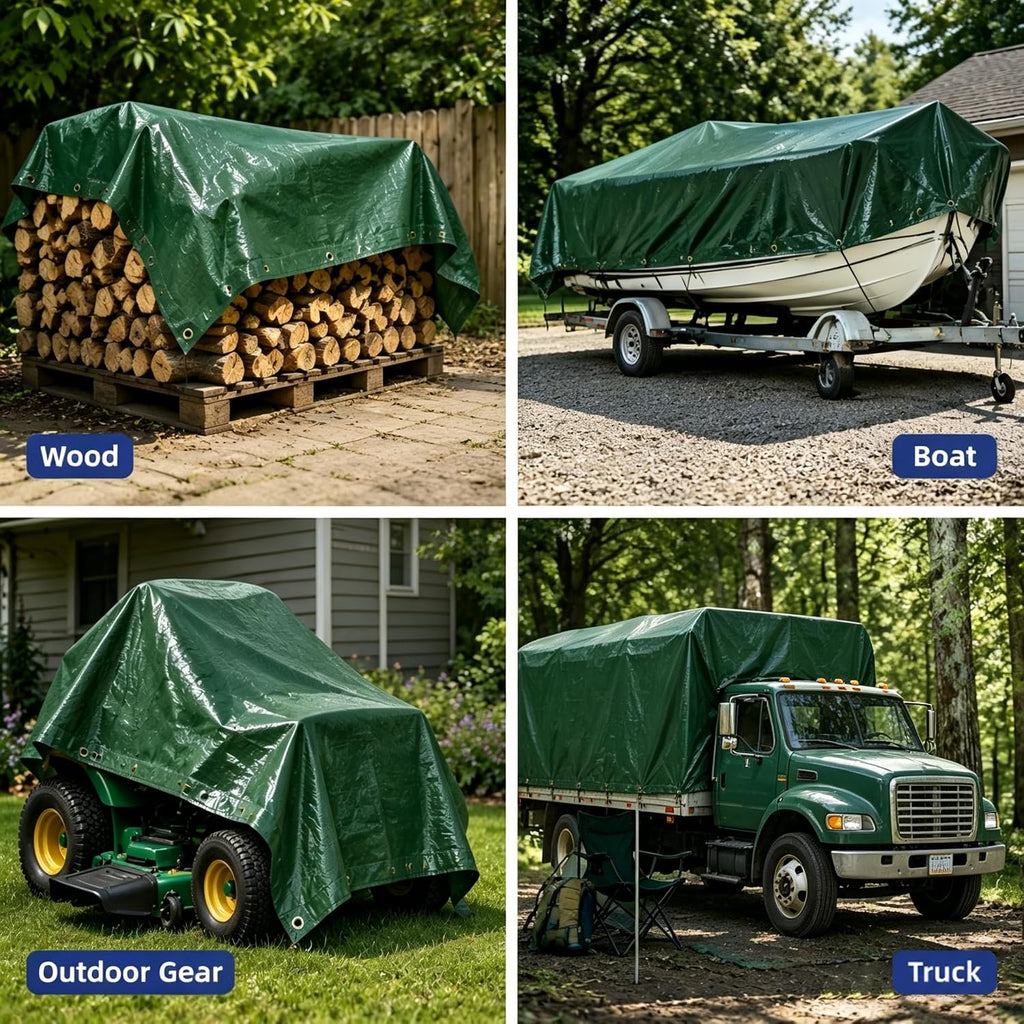 Heavy Duty Waterproof Tarp 12x16 ft, 12 Mil Thick Polyethylene