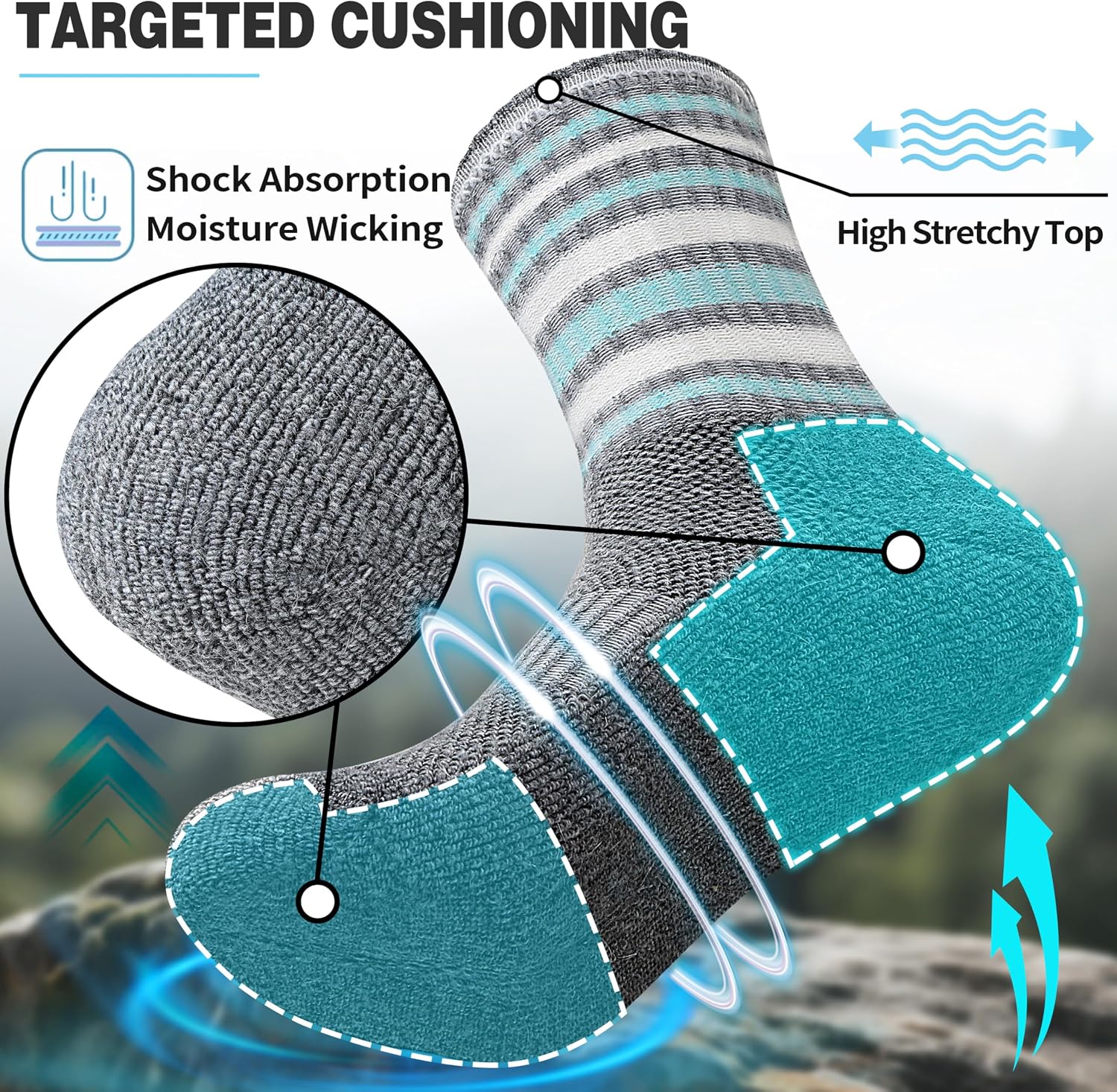 EBMORE 5 Pairs Womens Merino Wool Hiking Socks Thermal Warm Winter Boot Crew Cushion Work Gift Socks