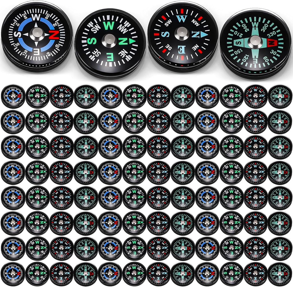 Relaxweex 100 Pcs 20mm Mini Button Compass Bulk for Camping
