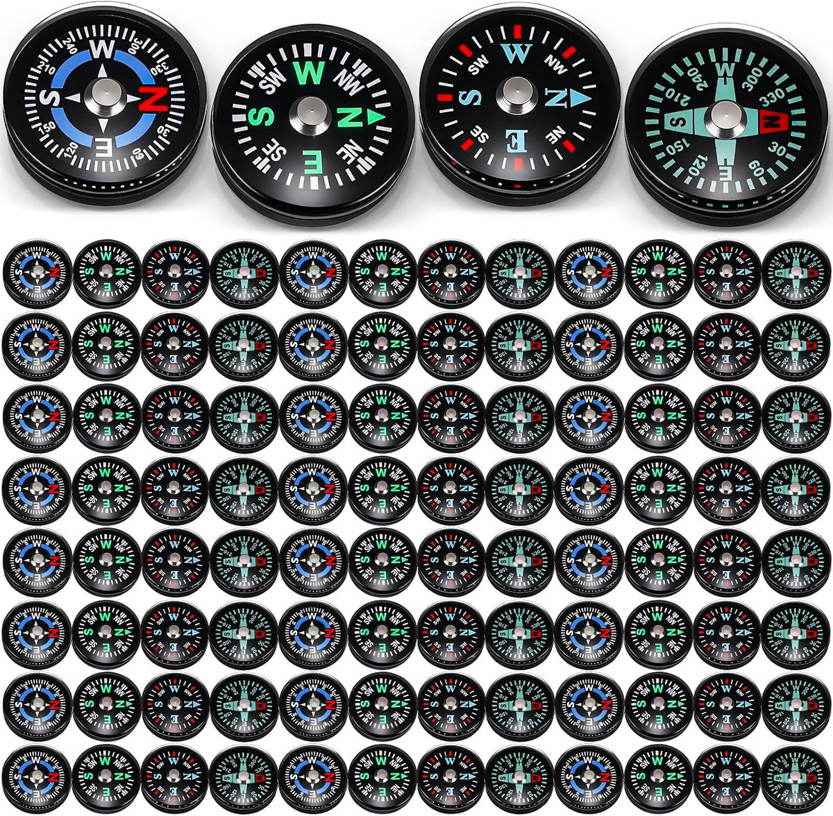 Relaxweex 100 Pcs 20mm Mini Button Compass Bulk for Camping