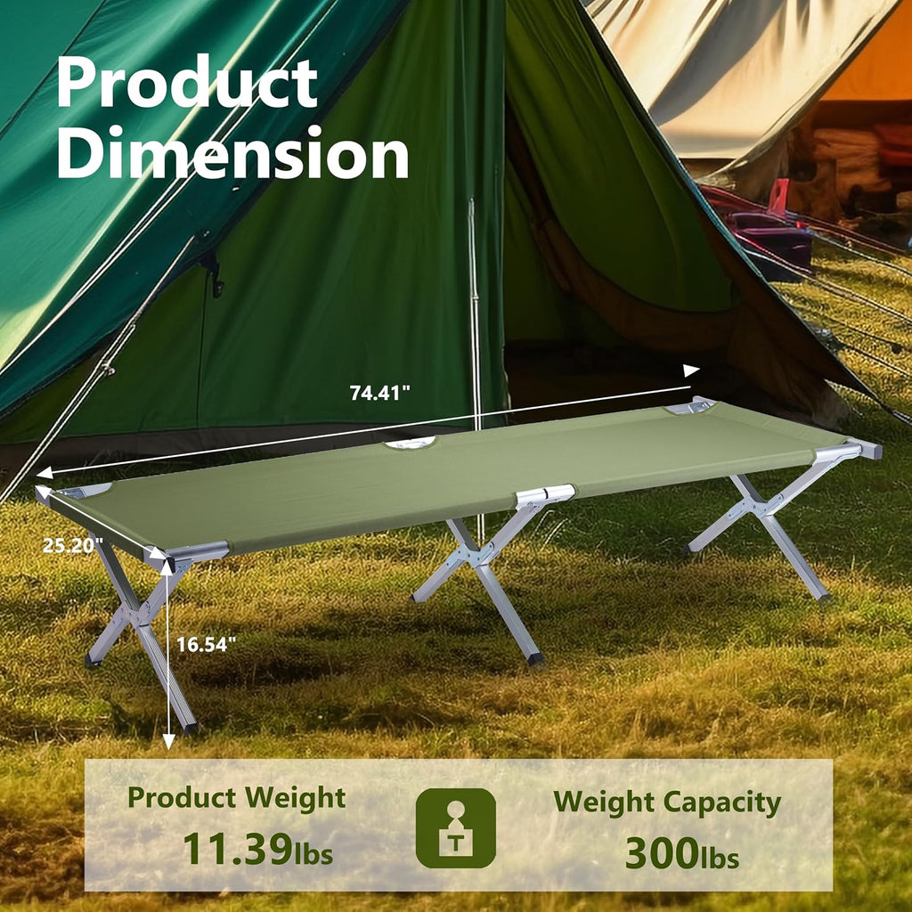 Outvita 25" Wide Folding Camping Cot with Carry Bag for Adults Outdoor