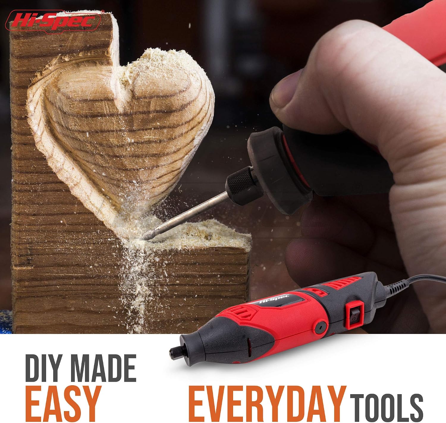Hi-Spec Corded Rotary Tool Kit for Cutting, Grinding and Sanding with Bits