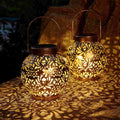 Set of 2 Solar Hanging Lanterns Outdoor for Garden Patio, Bronze