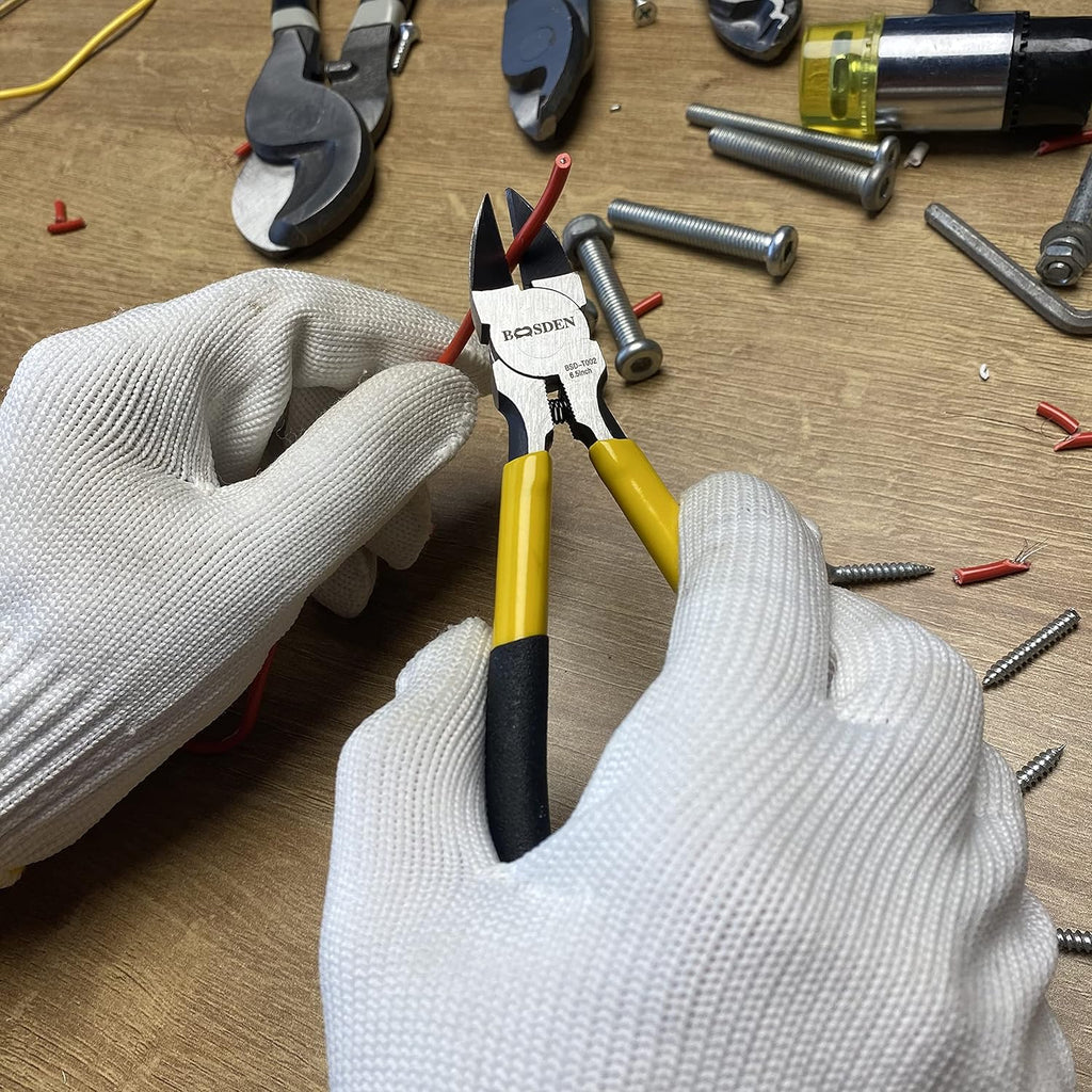 BOOSDEN Wire Cutter 6.5 inch Cutting Pliers Diagonal Cutter Snipper 6 Pack