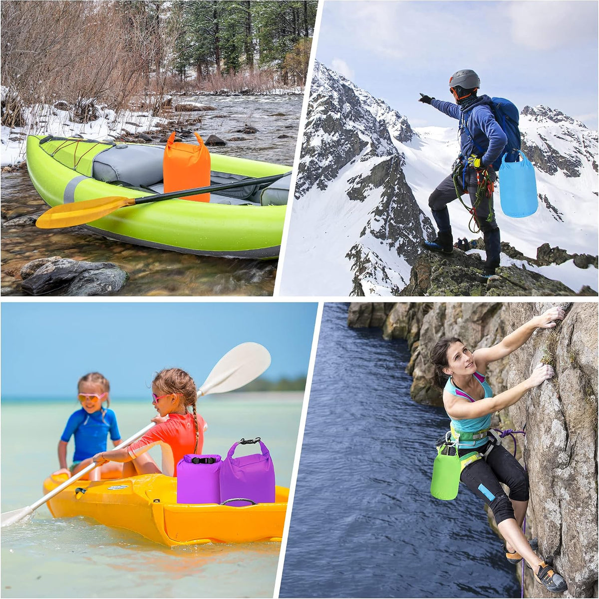 Desoto Waterproof Dry Bag 2 packs, 2L/5L/10L/20L/40L/70L Dry Sack Lightweight Portable, Dry Storage Bag to Keep Gear Dry Clean for Kayaking, Gym, Hiking, Swimming, Camping