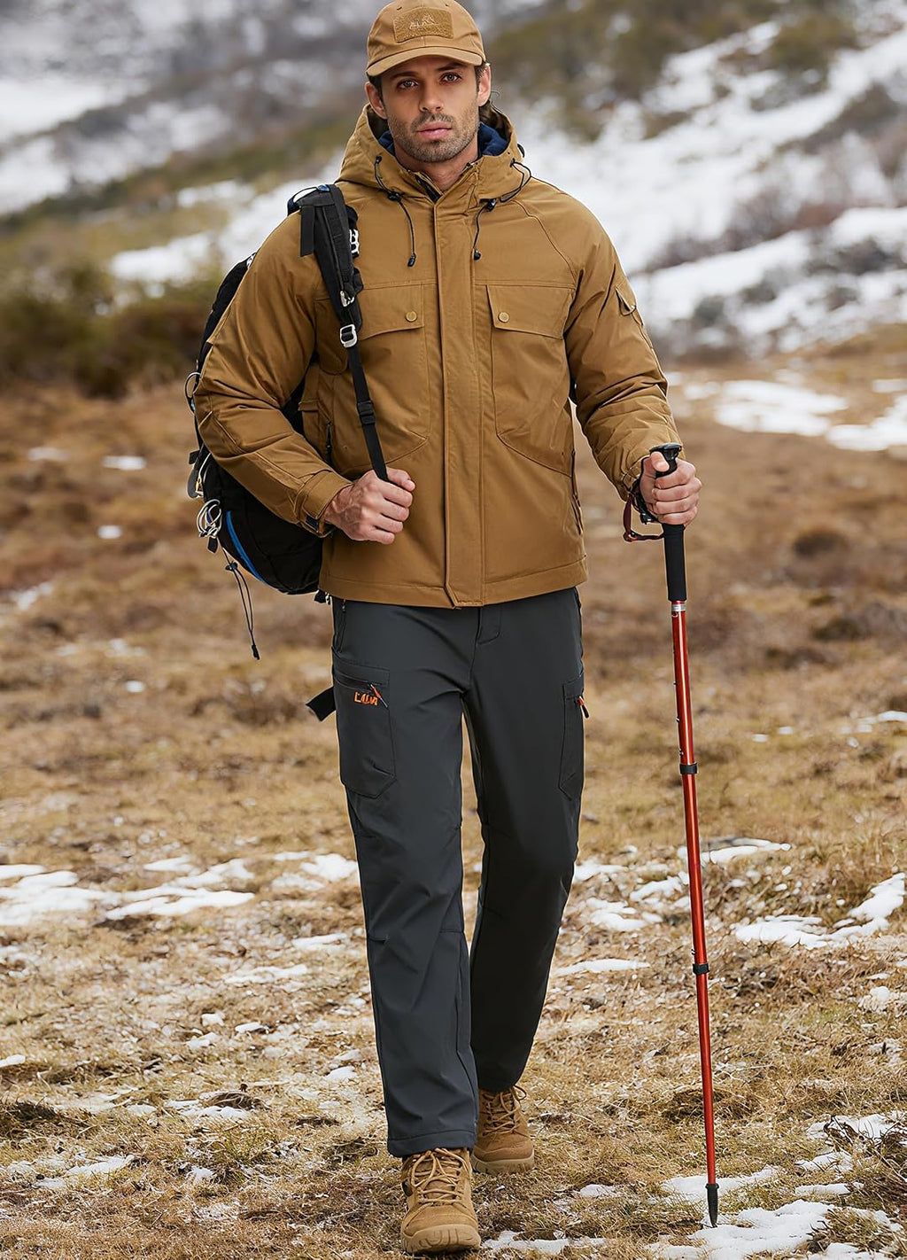 Libin Men's Fleece Lined Hiking Pants Snow Ski Water Resistant
