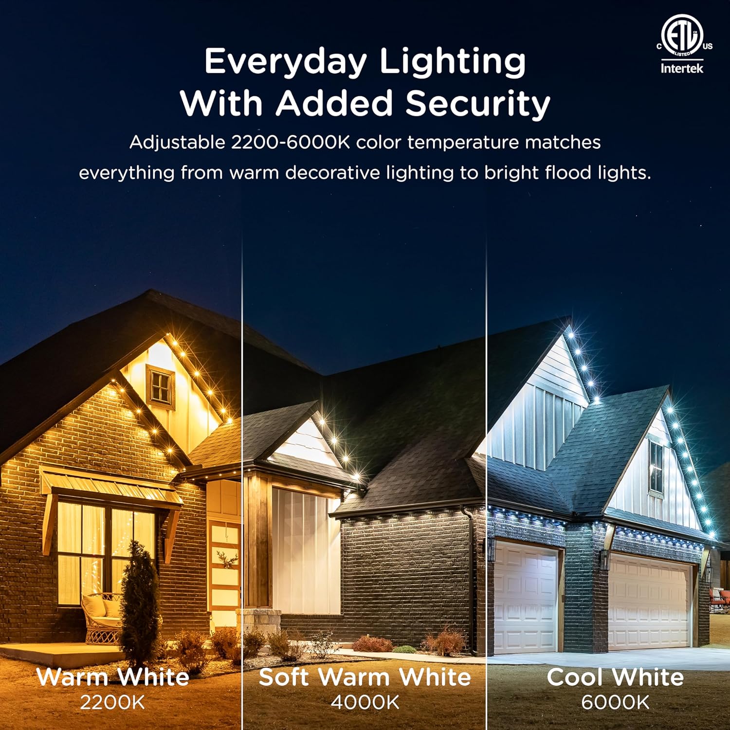 Enbrighten Eternity Permanent Outdoor Lights, 50ft with 36 RGBWIC LED Lights, App‑Controlled, Cuttable, Christmas, Accent & Year‑Round Eave Lighting, Works with Alexa & Google Home, 81102