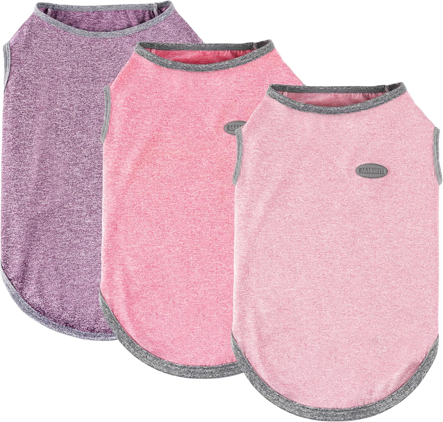 3 Pack Lightweight Sun Protection Dog Shirt Breathable Sleeveless Dog T Shirts Extra Soft Top Tank Dog Clothes for Outdoor Activities (Purple + Skin Pink + Light Pink, Medium)