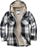 Men's Zip Up Flannel Shirt Jacket Fleece Lined with Hood